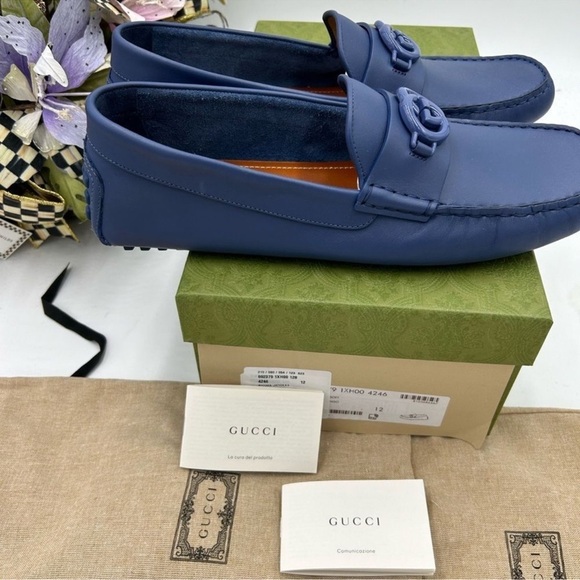 Men’s Gucci, interlocking GG, leather driver loafers size 12 made in Italy. - Picture 4 of 10